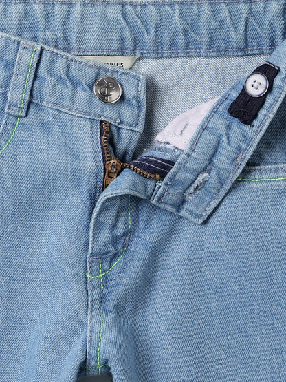 Girls Denim Light Blue Barrel Fit Jeans