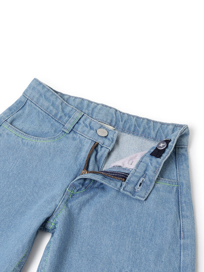 Girls Denim Light Blue Barrel Fit Jeans