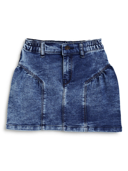 Girls Blue Stretchable Denim Skirt