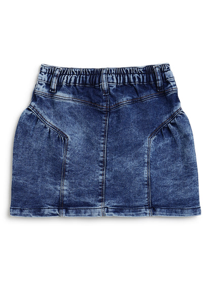 Girls Blue Stretchable Denim Skirt