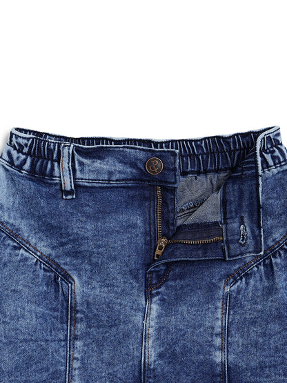 Girls Blue Stretchable Denim Skirt
