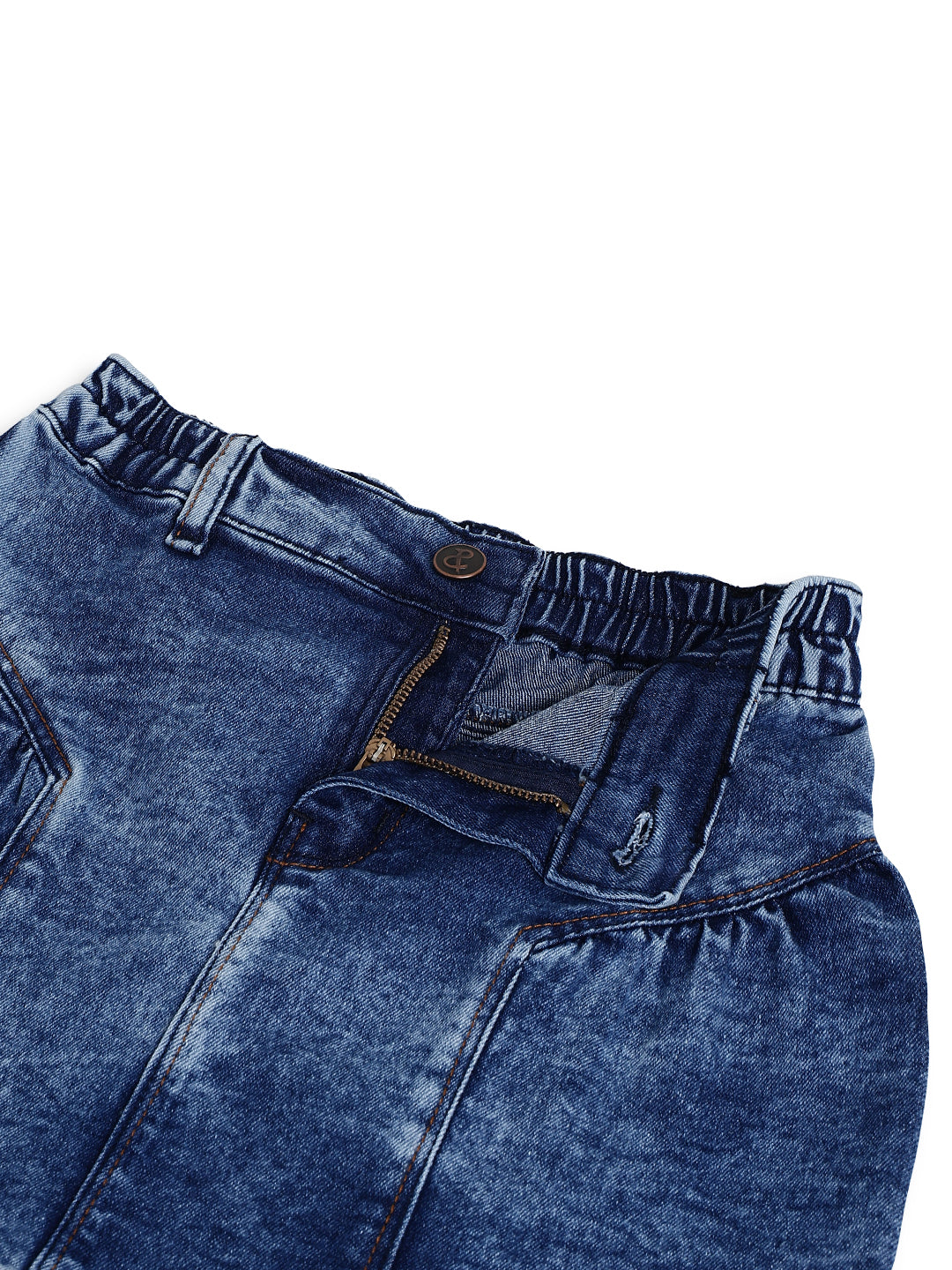 Girls Blue Stretchable Denim Skirt