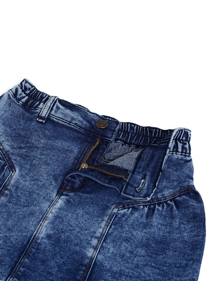 Girls Blue Stretchable Denim Skirt