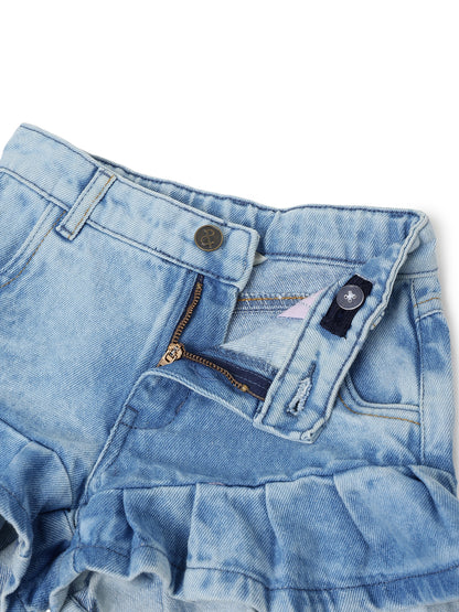 Girls Light Blue Denim Shorts