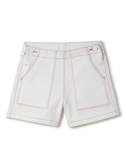 Girls Lycra White Stretchable Shorts
