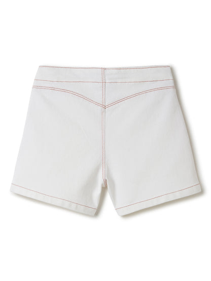 Girls Lycra White Stretchable Shorts