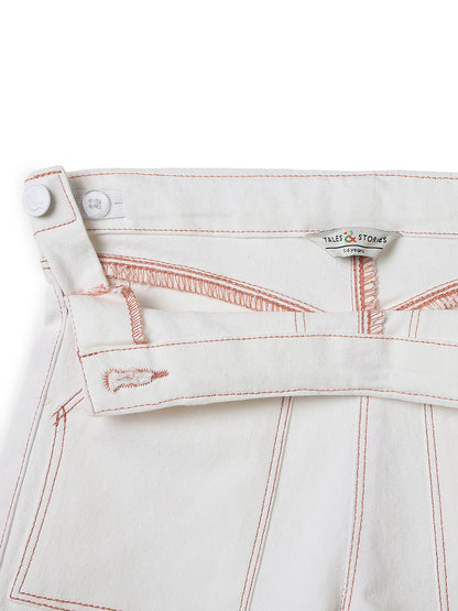 Girls Lycra White Stretchable Shorts