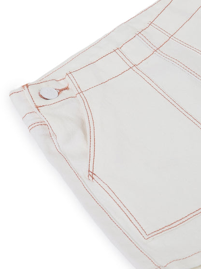 Girls Lycra White Stretchable Shorts