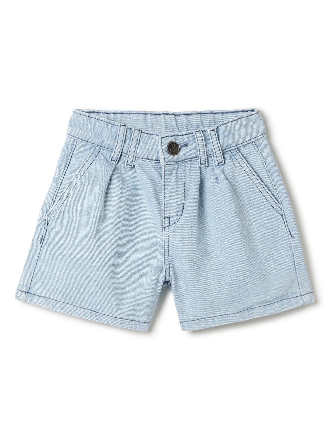 Girls Light Blue Washed Denim Shorts