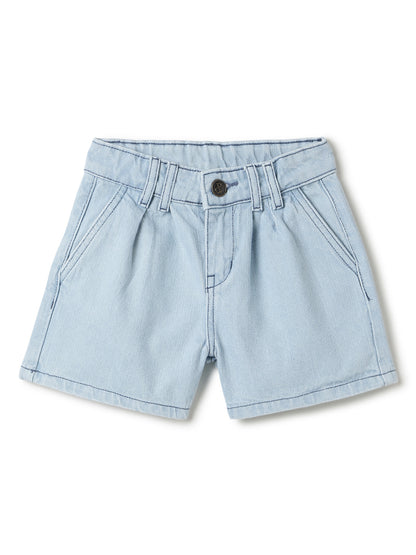 Girls Light Blue Washed Denim Shorts