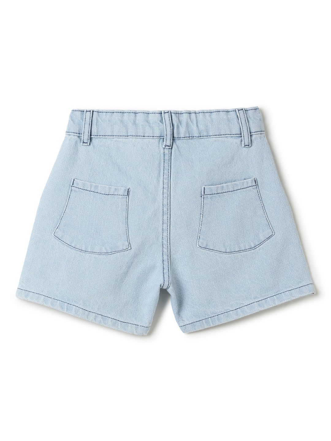 Girls Light Blue Washed Denim Shorts