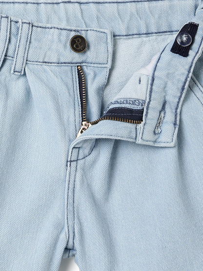 Girls Light Blue Washed Denim Shorts