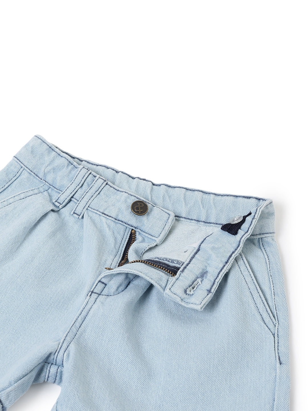Girls Light Blue Washed Denim Shorts