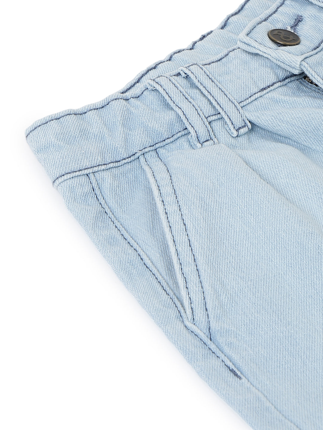 Girls Light Blue Washed Denim Shorts