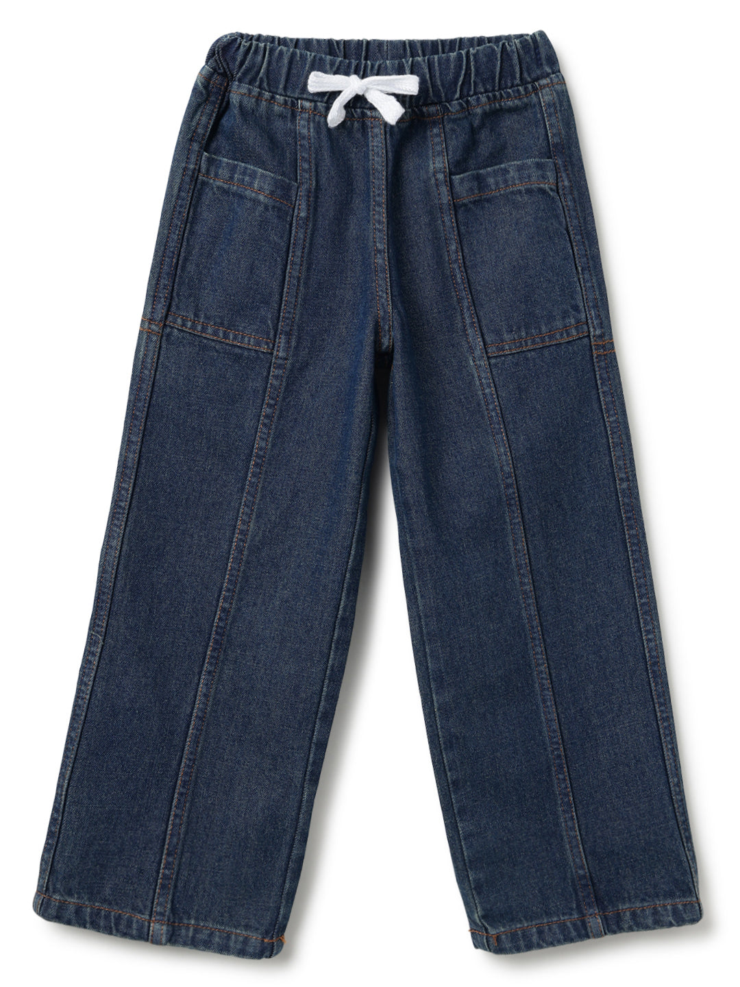 Boys & Girls Dark Blue Denim Baggy Fit Joggers