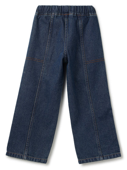 Boys & Girls Dark Blue Denim Baggy Fit Joggers