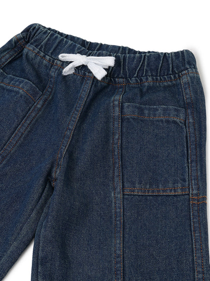 Boys & Girls Dark Blue Denim Baggy Fit Joggers