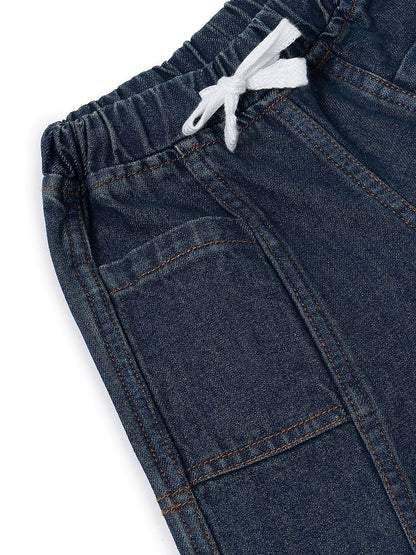 Boys & Girls Dark Blue Denim Baggy Fit Joggers