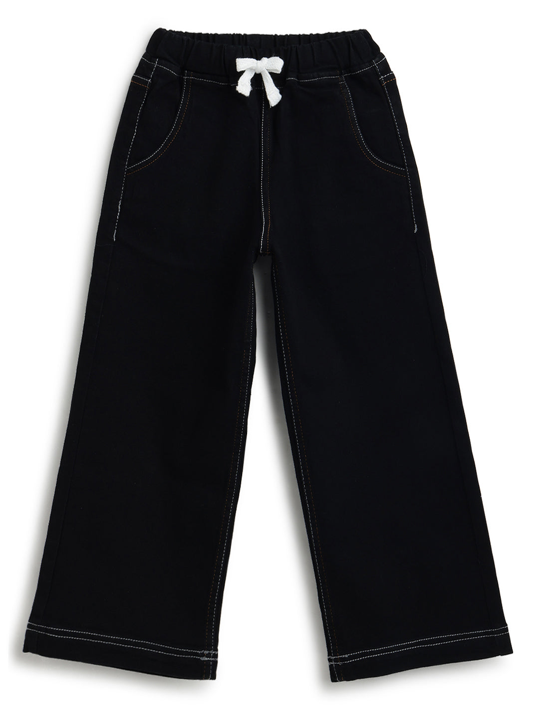 Boys & Girls Black Denim Baggy Fit Joggers