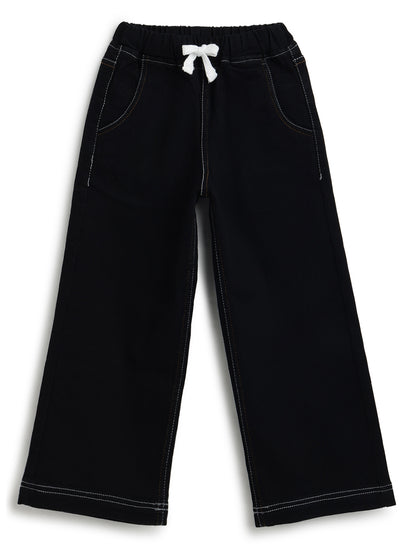 Boys & Girls Black Denim Baggy Fit Joggers