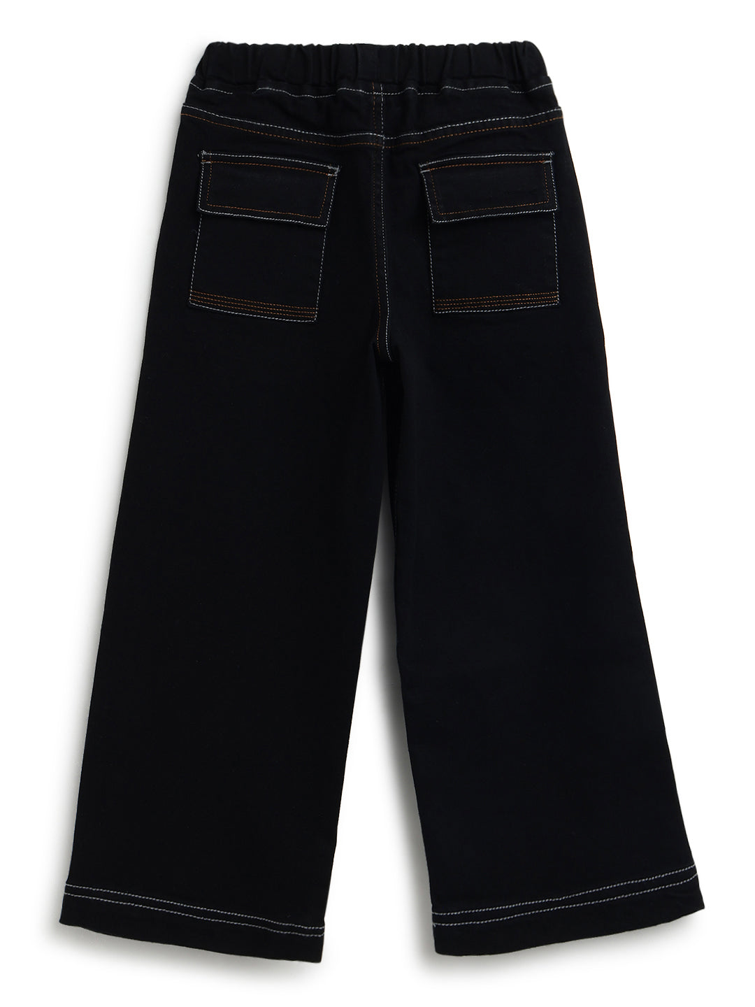 Boys & Girls Black Denim Baggy Fit Joggers