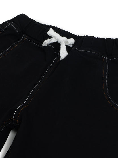 Boys & Girls Black Denim Baggy Fit Joggers