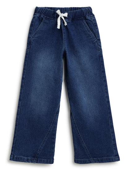 Girls Blue Wide Leg Stretchable Denim Jeans