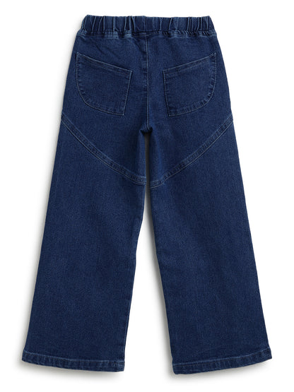 Girls Blue Wide Leg Stretchable Denim Jeans