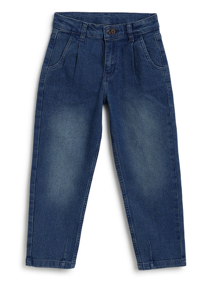 Boys Blue Stretchable Barrel Fit Denim Jeans