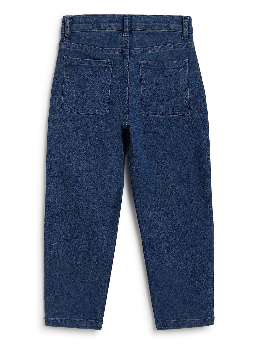 Boys Cotton White Shirt With Blue Denim Washed Baggy Fit Jeans