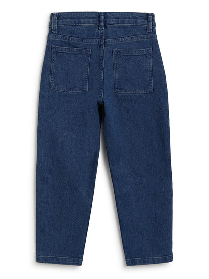 Boys Cotton White Shirt With Blue Denim Washed Baggy Fit Jeans