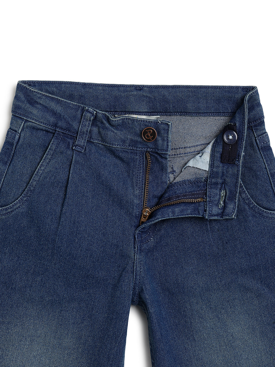 Boys Cotton White Shirt With Blue Denim Washed Baggy Fit Jeans
