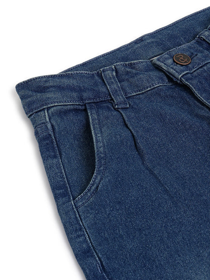 Boys Blue Stretchable Barrel Fit Denim Jeans