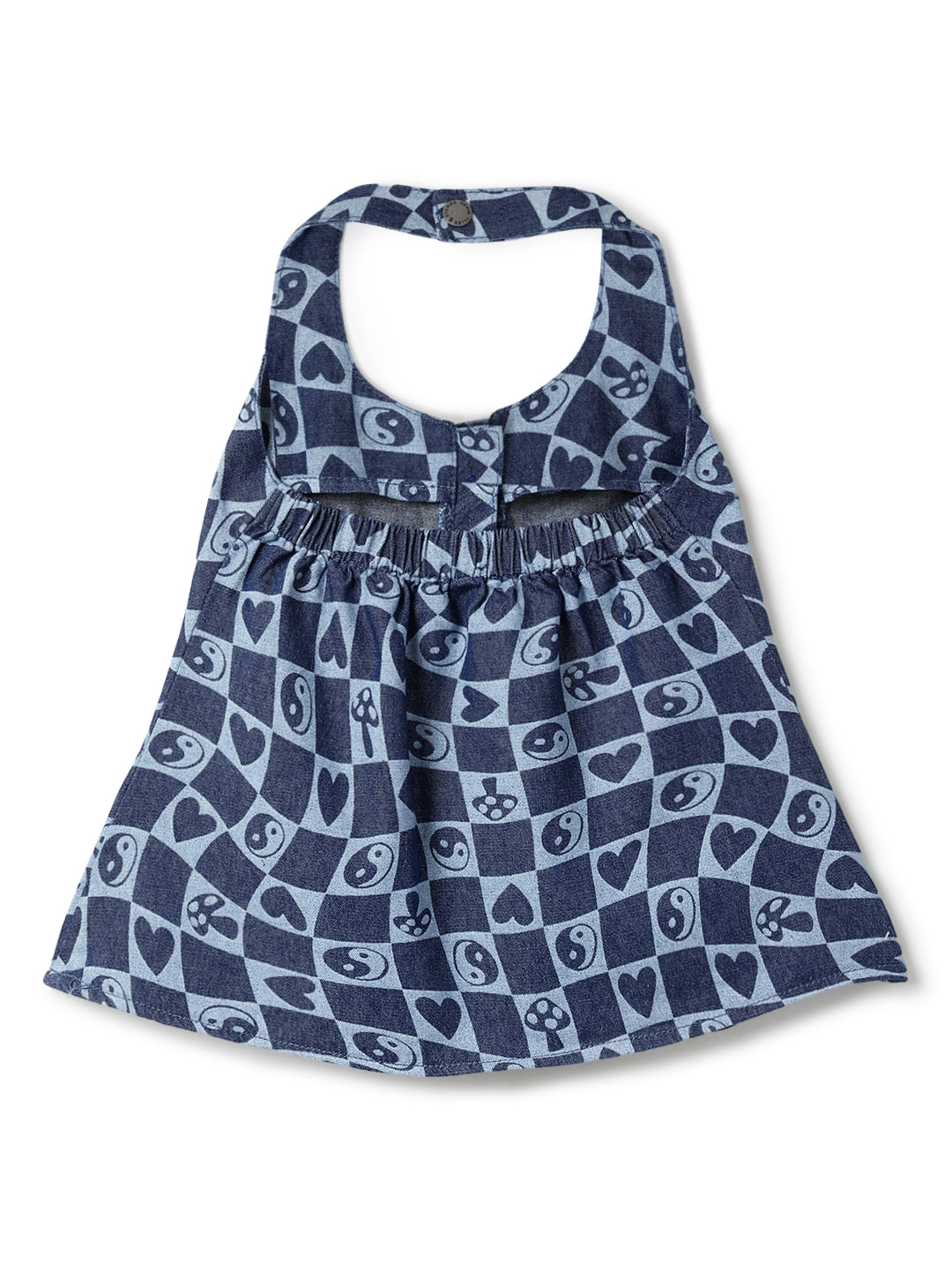 Girls Denim Printed Cotton Top & Shorts Co-ord Set