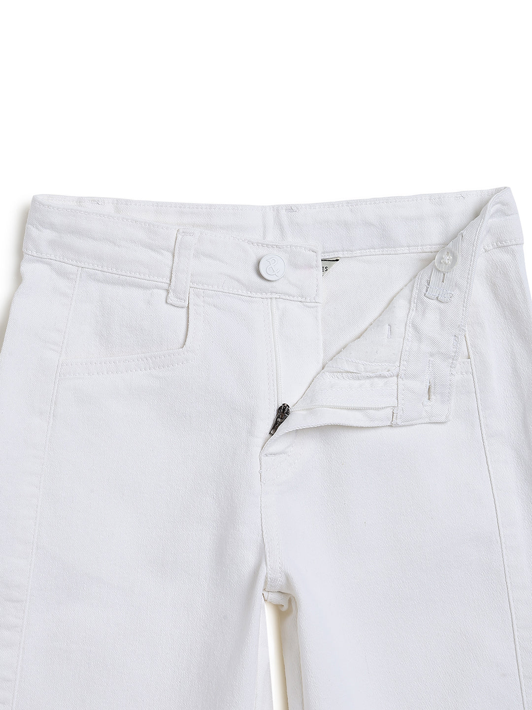 Boys Cotton Navy Blue Shirt With White Lycra Denim Solid Baggy Fit Jeans
