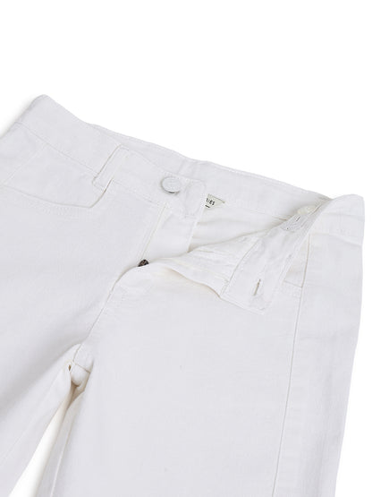 Boys White Baggy Fit Stretchable Denim Jeans