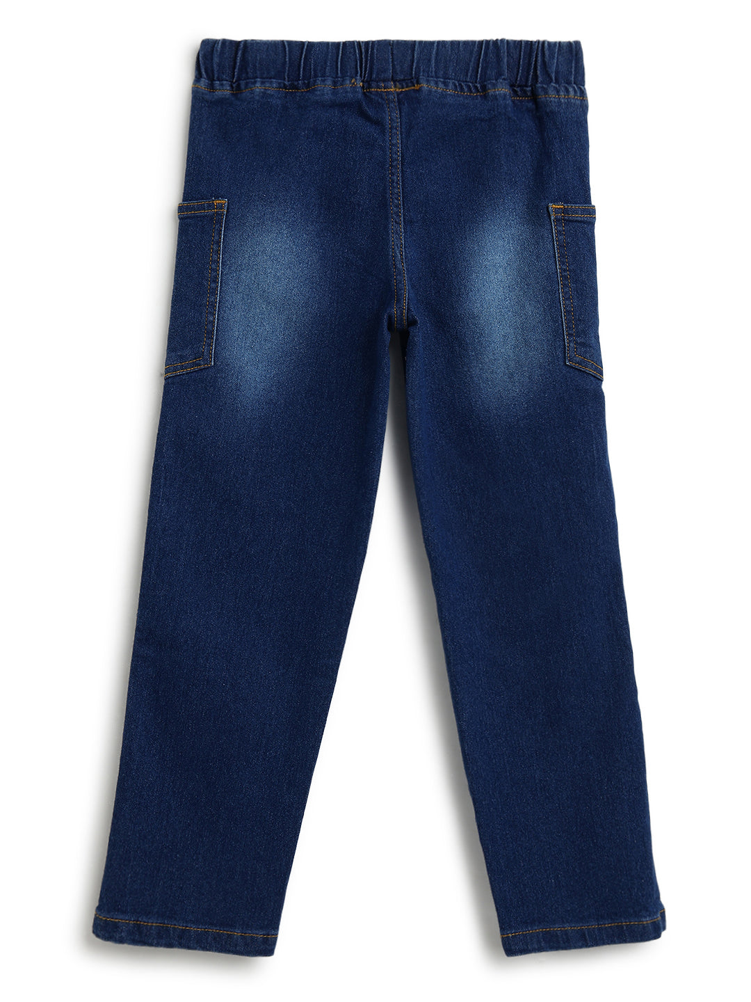 Boys Cotton Beige Shirt With Blue Denim Washed Straight Fit Jeans