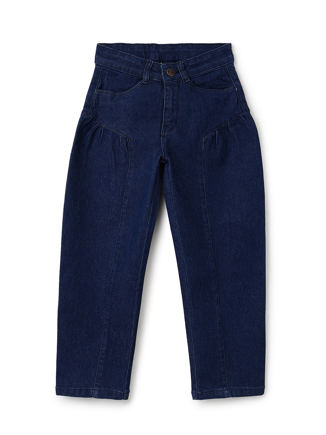 Girls Dark Blue Balloon Fit Stretchable Denim Jeans