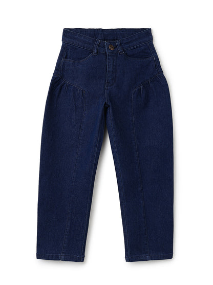 Girls Dark Blue Balloon Fit Stretchable Denim Jeans