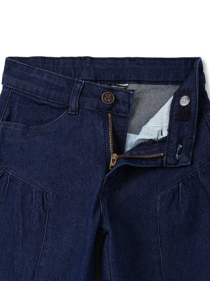 Girls Dark Blue Balloon Fit Stretchable Denim Jeans