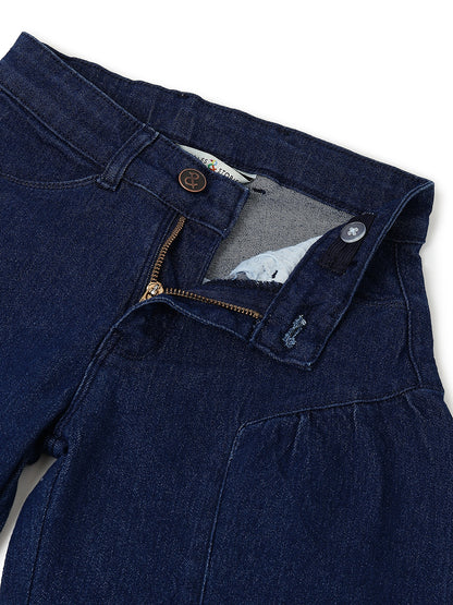 Girls Dark Blue Balloon Fit Stretchable Denim Jeans