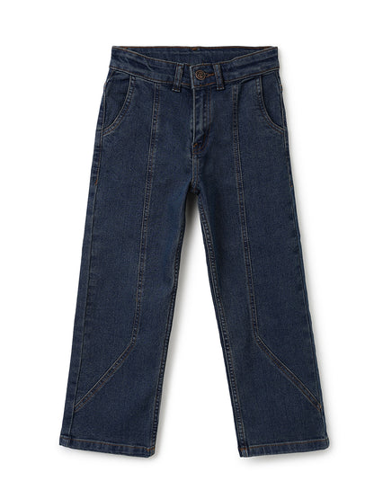 Boys Blue Wide Straight Fit Stretch Denim Jeans