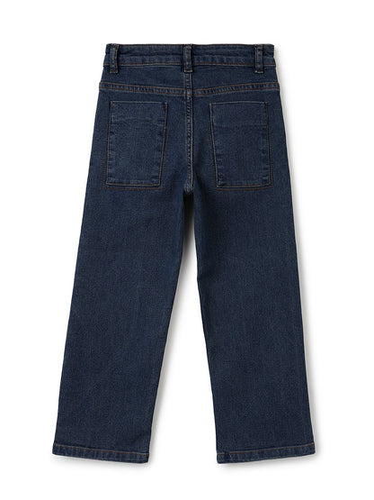 Boys Blue Wide Straight Fit Stretch Denim Jeans