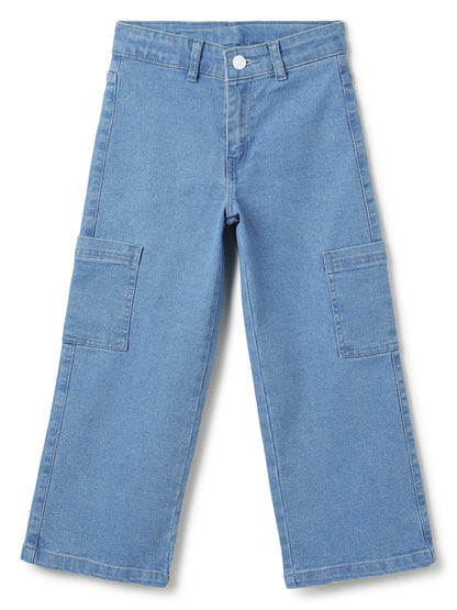 Boys Light Blue Wide Leg Stretchable Denim Jeans