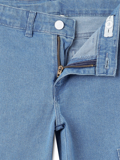 Boys Light Blue Wide Leg Stretchable Denim Jeans