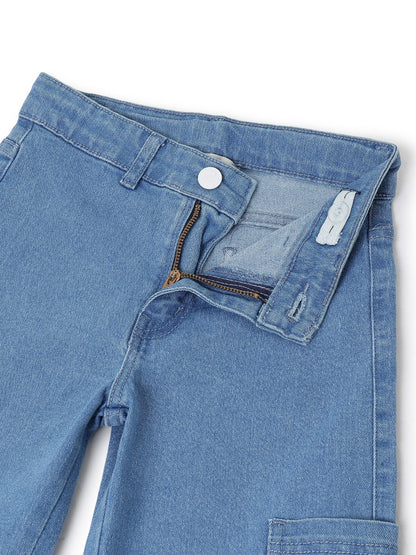 Boys Light Blue Wide Leg Stretchable Denim Jeans