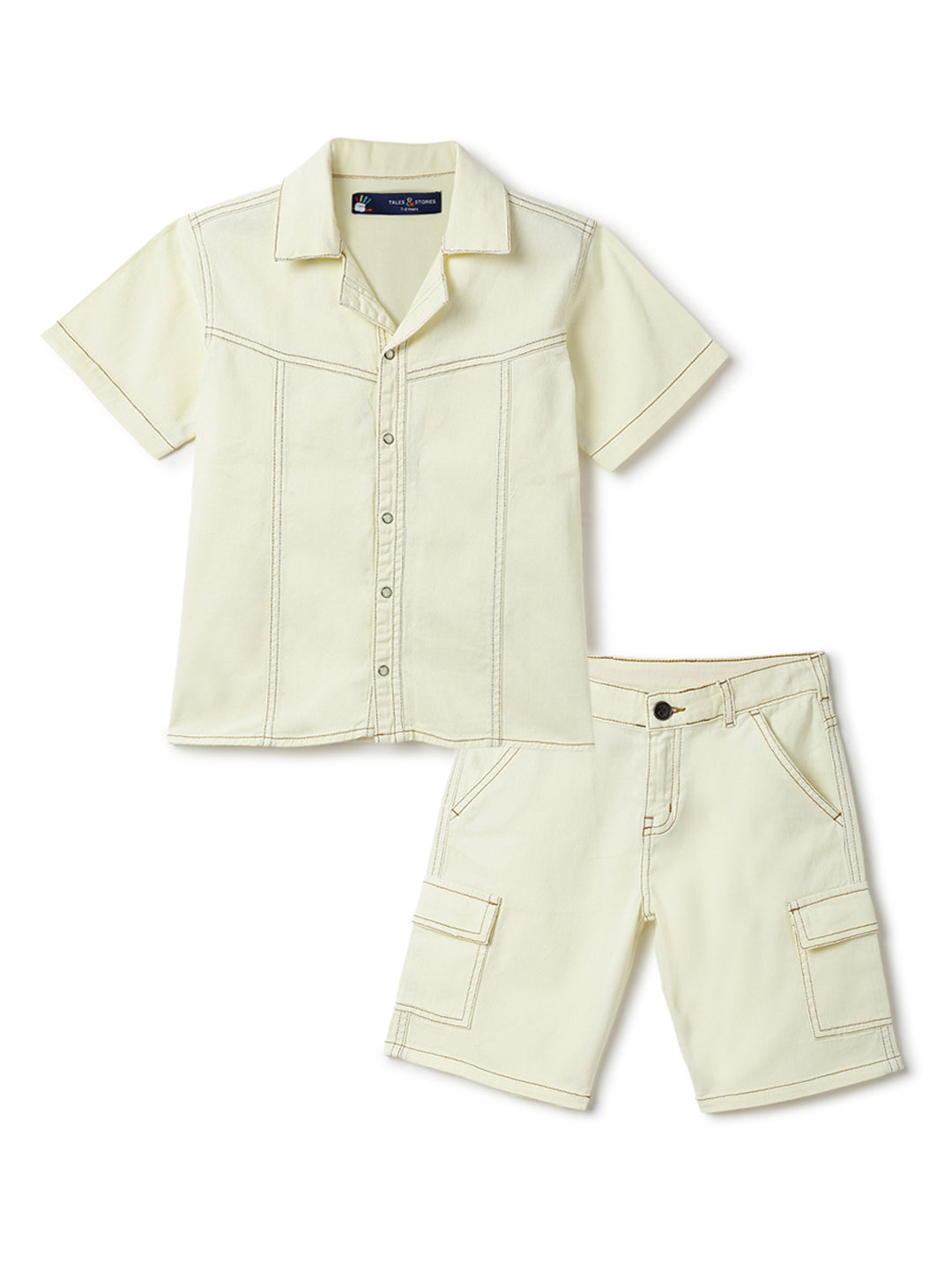 Boys Yellow Washed Cotton Co-ords Set