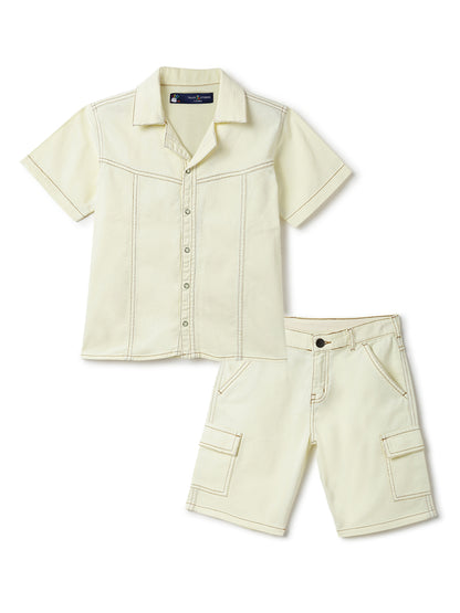 Boys Yellow Washed Cotton Co-ords Set