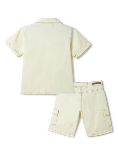 Boys Yellow Washed Cotton Co-ords Set