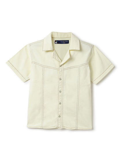 Boys Yellow Washed Cotton Co-ords Set